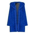 thumbnail image 3 of Virmaxy Women's Fleece Lined Fuzzy Coat Faux-Skin Topcoat Long Sleeve Body Warmer Jacket Coat Soft Warm Fluffy Outerwear For Women Blue M, 3 of 4