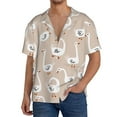 thumbnail image 3 of KLL White Goose Print Men's Shirt Short Sleeve Button Down Summer Cuba Beach Shirts- Large, 3 of 7