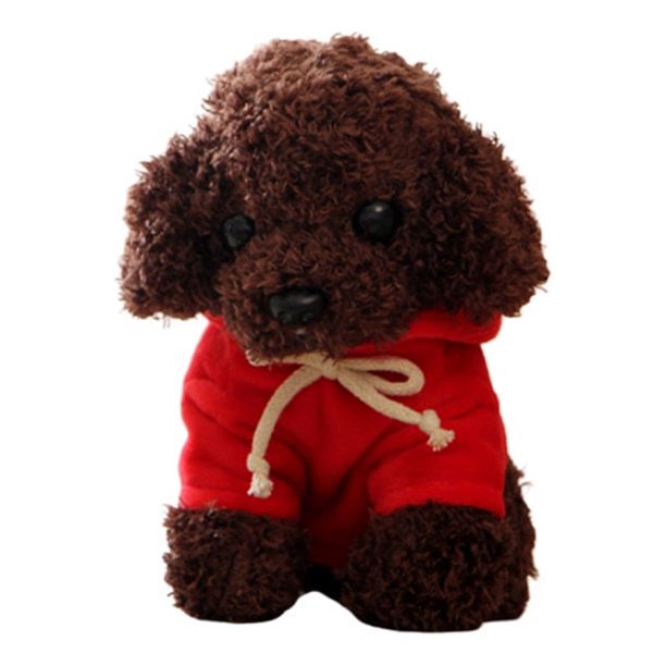 FELTECHELECTR Peluche de caniche de imitación de 20 cm para niños (color café y ropa al azar)