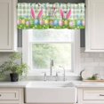 thumbnail image 3 of Easter Rod Pocket Curtain Valance, Spring Easter Eggs Bunny Butterflies Green Plaid Farmhouse Window Valance for Living Room, Bedroom, Kitchen 42"W x 12"L, 3 of 9