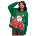 thumbnail image 7 of Lovskoo Merry Christmas Sweaters for Women 2023 Casual Trendy Pullover Long Sleeve Round Neck Knitted Sweater Tops Green, 7 of 7