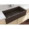 thumbnail image 4 of BOCCHI Contempo Apron Front Fireclay 36 in. Single Bowl Kitchen Sink with Protective Bottom Grid and Strainer in Matte Brown, 4 of 6