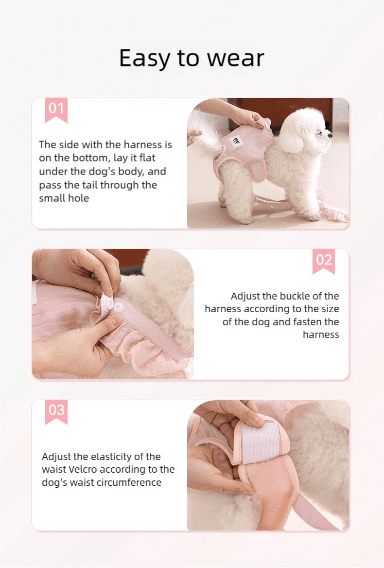 3 Pack Pet Diaper Pants for Female Dogs - Heat Cycle Sanitary Protection, Breathable Striped Jacquard