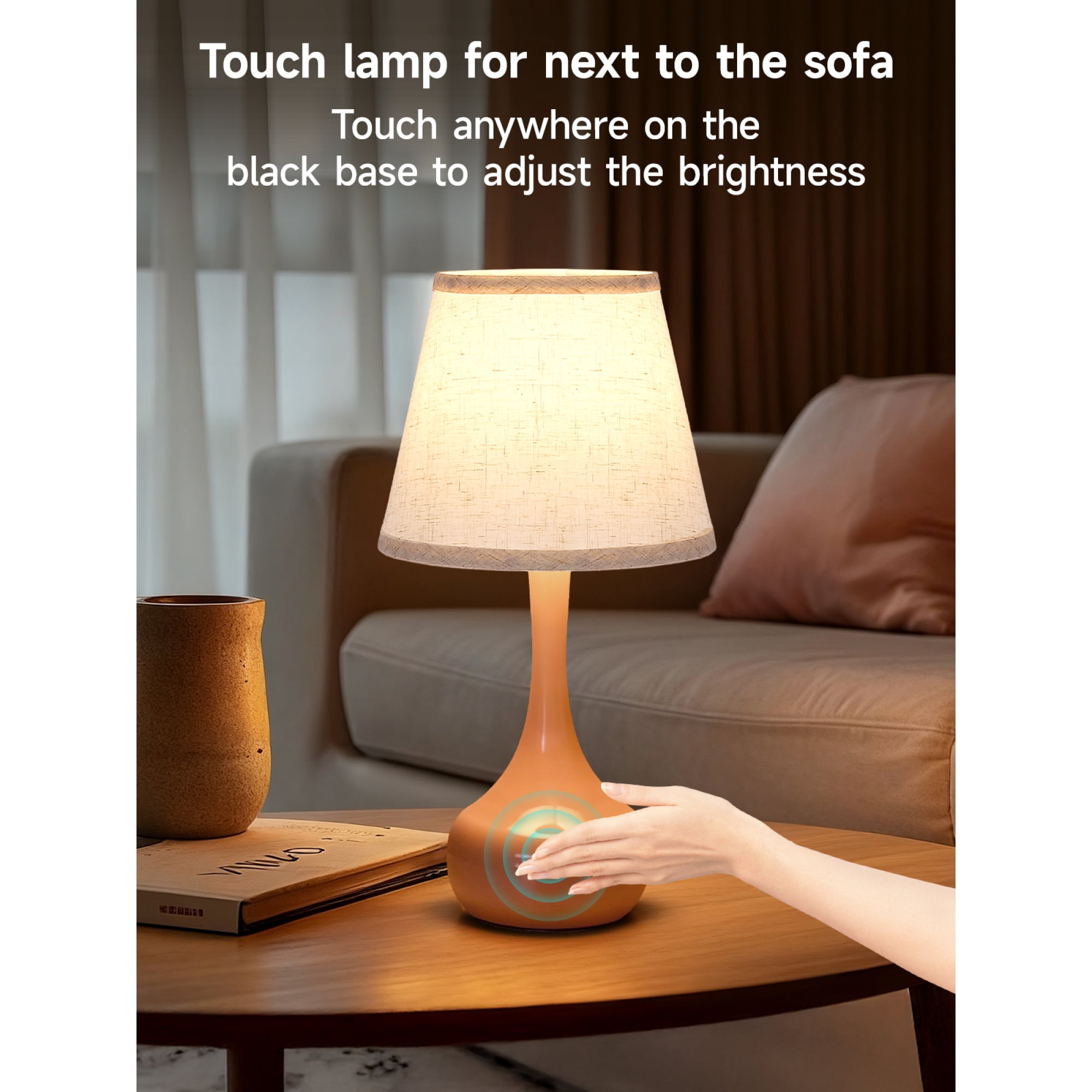 Leumius 3-Way Dimmable Set of 2 Small Bedside Lamps for Night Stands, Black LED Desk Lamps for Kids Room,Office,Living Room, End Table Pink