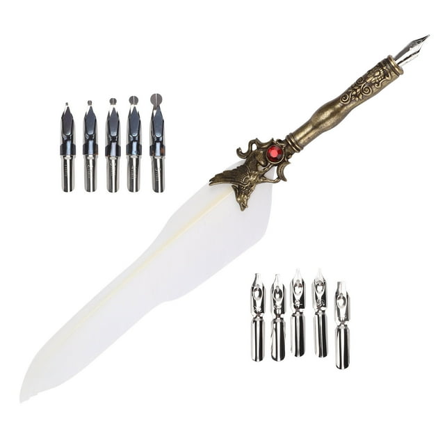 Pluma de Salsa de Plumas, decoración de escritorio de pluma de pluma de caligrafía de pluma acero inoxidable para uso diario para regalos de negocios