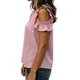 thumbnail image 6 of cocolona Summer Tops for Women Short Sleeve Crew Neck Button Asymmetrical Hem Shirts Dressy Casual Solid Color Blouses, 6 of 6