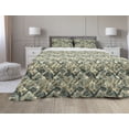 thumbnail image 1 of Jungle Comforter & Sham Bedding Set, Exotic Foliage Plants Hibiscus in Earth Tones Monstera Palms Illustration, 3 pcs Duvet Set Microfiber Filling Quilt, 5 Sizes, Cream Hunter Green, by Ambesonne, 1 of 4