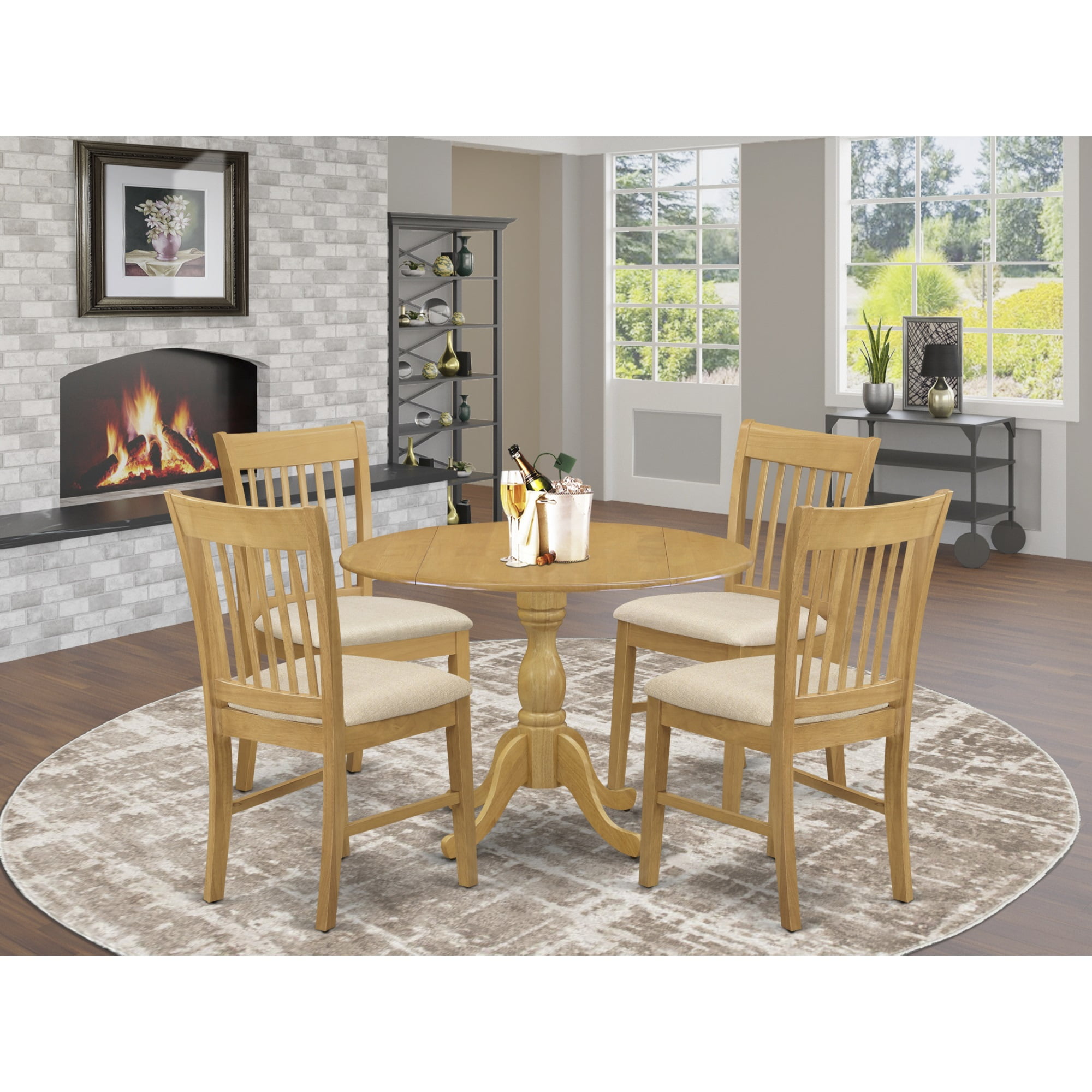 East West Furniture DMNF5OAKC 5 Piece Dining Room Table Set Oak