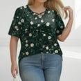 thumbnail image 2 of TQWQT Plus Size T Shirts for Women Loose Cute Tunic Short Sleeve V-Neck Criss Cross Floral Graphic T-Shirt Summer Tunic Tops L, 2 of 6