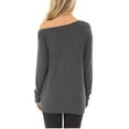 thumbnail image 5 of SWQZVT Womens Cold Shoulder Shirts Long Sleeve Twist Knot Top Casual Tunic Tops Darkgray Solid Color Blouse S-2XL, 5 of 5