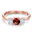 thumbnail image 3 of Gem Stone King 18K Rose Gold Plated Silver Red Garnet and Sky Blue Aquamarine Engagement Ring for Women | 1.05 Cttw | Round 5MM | Gemstone January Birthstone | Size 9, 3 of 6