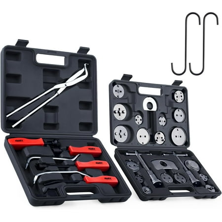 

32pc Dual Brake Tools 2 in 1 Caliper Compression Tool and Drum Brake Tool Kit Brake Caliper Tool Kit and Drum Brake Tool with Brake Spring Tool Compressor Pliers Installer Remover