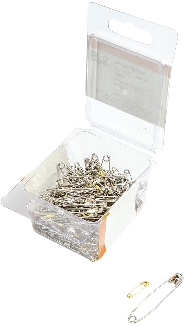 SINGER Assorted Safety Pins in a Resealable Container  225 Count (Pack of 48)