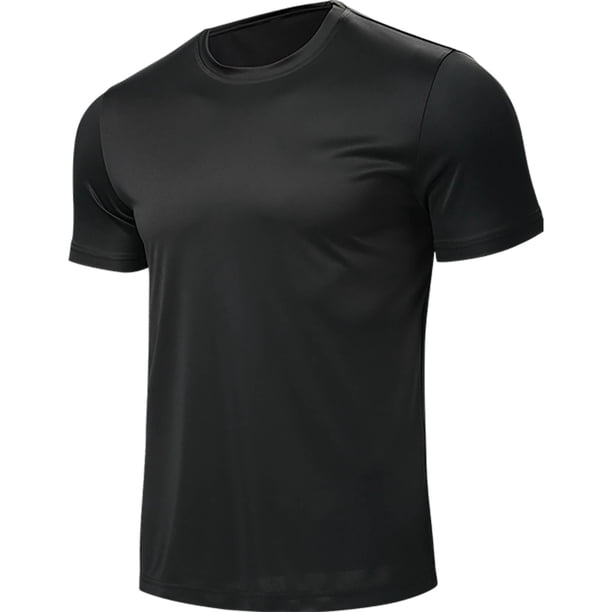 Camiseta Casual de Ajuste Suelto para Hombres, Cuello Redondo de Manga Corta de Color Sólido de Verano en Poliéster Transpirable para Golf Y Uso Diario