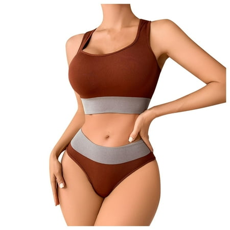 Seamless Sports Bra and Panty Set for Women High Stretch Sports Bralette Set  Workout Set Racerback Low Impact Pullover Bras Unlined Wireless