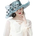 thumbnail image 6 of Fascinator Hats for Women, Women's Organza Church Derby Hat Hats Wide Brim Tea Party Hats Uv Protection Sun Hat, 6 of 6