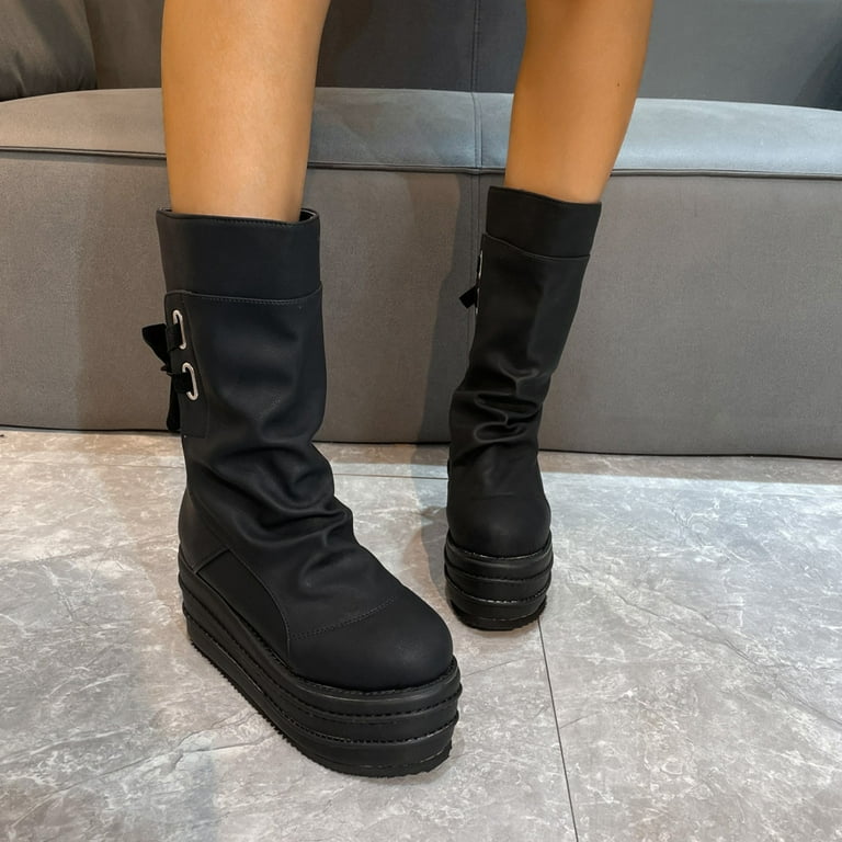 Black wide calf clearance boots size 9