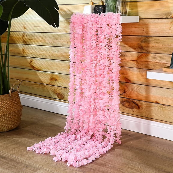Pink Marigold Flowers Strips, Wisteria Hanging Flowers, Artificial Hanging Plants Flowers, Fake Hanging Vines, Hanging Flowers for Decoration, 10Pcs Fake Wisteria Flower Strings