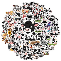 35pcs Adorable Animal Stickers Cow Kids Stickers Mellow DIY Stickers for Laptops Suitcases Notebooks