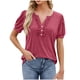 thumbnail image 1 of Camisetas de Manga Corta para las Mujeres Cuello Redondo Sólido Fuera Del Hombro Botón Superior, Camiseta Casual de Poliéster para el Uso Diario, Fiesta Y Primavera, 1 of 6