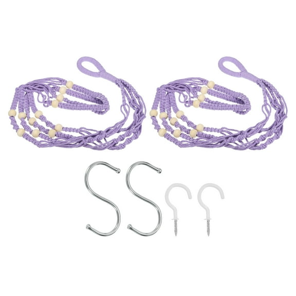 Uxcell Macrame Plant Hanger, Hanging Plant Holders 35" Macrame Vintage Knotted Flower Pot for Home Decor, Purple 2 Pcs