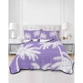 thumbnail image 2 of Quilts Full Size Bedding Set, Purple Palm Trees Lightweight Quilted Comforter, Farmhouse Tropical Summer Beach Soft Reversible Bedspread Coverlet with Pillow Covers for All Season, 78" x 90", 2 of 7