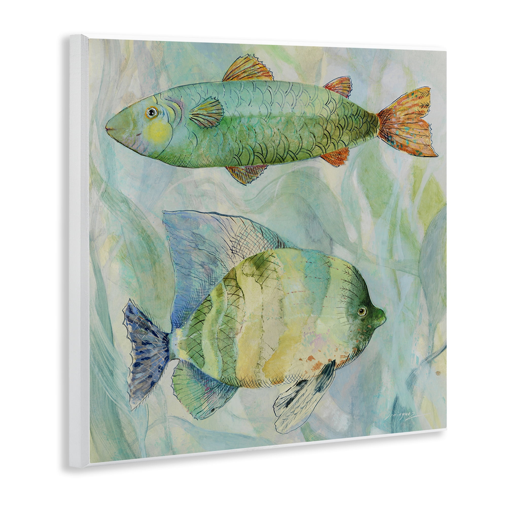 Stupell Industries Sweet Fish Duo Watercolor Wall Plaque Art, design by Lorenzo Collective