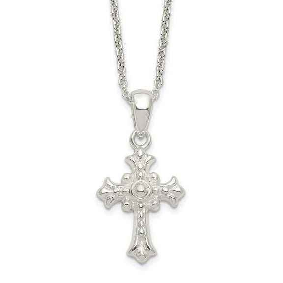 Auriga Fine Jewelry 925 Sterling Silver Polished Cross Necklace for Women 18"
