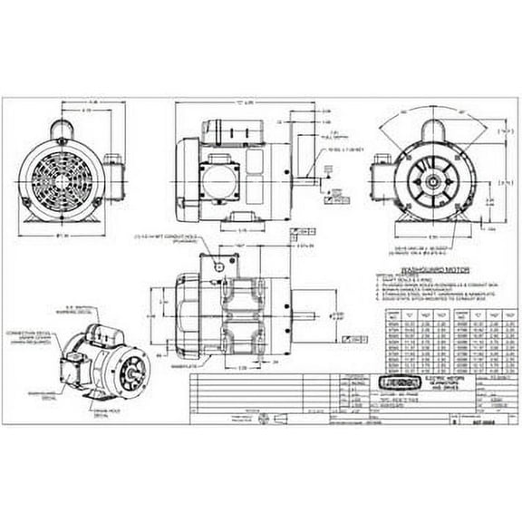 Leeson Washdown Motor,Face/Base,10-7/8 in. L 112527.00