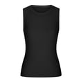 thumbnail image 6 of HAPIMO Women's Slim Pleated Basic Tank Tops Summer Beach Tees Sleeveless Workout Shirts Crew Neck Casual Relaxed Tops for Teen Girls Trendy Solid Color Black, 6 of 8
