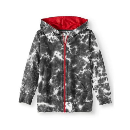 Wonder Nation Tie Dye Full Zip Hoodie with Kangaroo Pockets (Little Boys, Big Boys, &