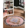 thumbnail image 2 of Unique Loom Renaissance Tribale de Couleurs Vives Tapis 5' x 5' Rond Rose/brun, 2 of 2