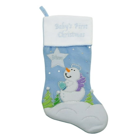 Forest Snowman - Northlight Seasonal Baby's First Velveteen Snowman Angel Stocking