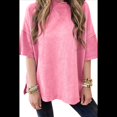 thumbnail image 3 of Camiseta Básica Informal de Verano de Corta con Aberturas Laterales Extragrandes, Rosa XXL, 3 of 7