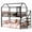 Black, variant on Miniyam Twin Size Bunk Bed with Stairs, House Bed Design with Charging Station and Storage Bag Led Light, Pink