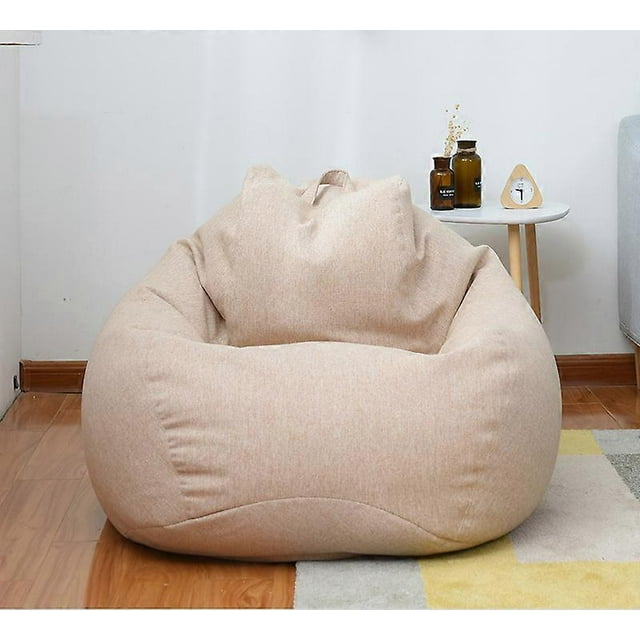 The color is as shown in the main picture 100*120cm Lazy Sofa Cover Chairs without Filler Linen Cloth Lounger Seat Bean Bag Pouf Puff Couch Tatami Living Room Furniture Cover(only Selling Bean Bags)