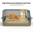 thumbnail image 5 of Stainless Steel Litter Box with High Sides: Top Entry Cat Litter Box for Small Cat, Anti-Urine Leakage, Non-Stick Bottom, 17.4"x13.4"x8.4", Silver gray, 5 of 9