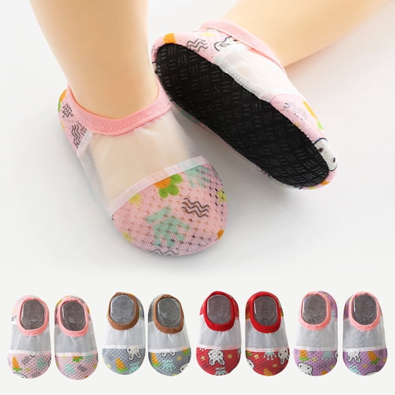 Travelwant 4Pairs Baby Socks Anti Skid Slip Socks Grip Socks Baby Walker Cartoon Socks Slippers Footsocks Sneakers No-Show Crew Boat Ankle Socks