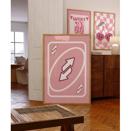 POSTER UNO Card Print Pink Wall Art Retro Wall Art 70's Wall Art Trendy Poster Printable Pinterest Inspired Decor Aesthetic Playing Card Poster-UNFRAMED