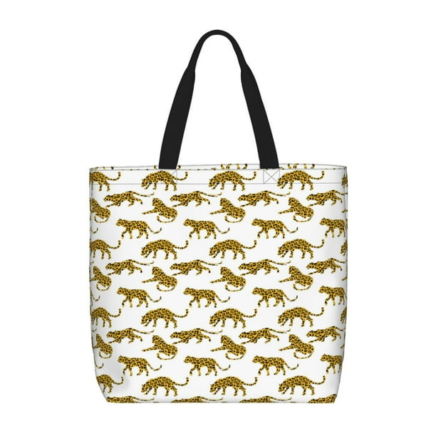 Easygdp Leopard Print Bolsa Tote para Mujer, Bolso de Hombro para Trabajo, Playa, Viajes, Compras y Supermercado