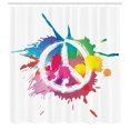 thumbnail image 3 of Ambesonne Colorful Shower Curtain, Grunge Pacifism Theme, 69"Wx84"L, Multicolor, 3 of 5