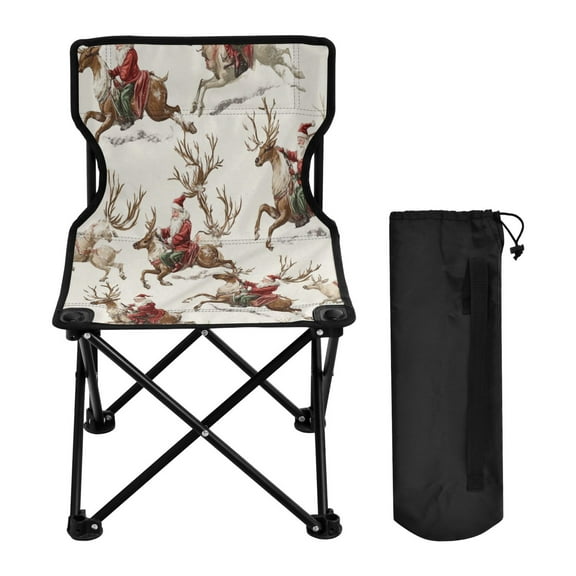 WOBOGO Santa Claus Camping Chair Convenient Four Corner Backrest Folding Stool Can Hold Up to 220lbs