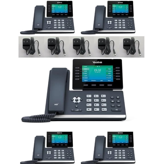 Yealink T54W IP Phone [5 Pack] - Power Adapters Included