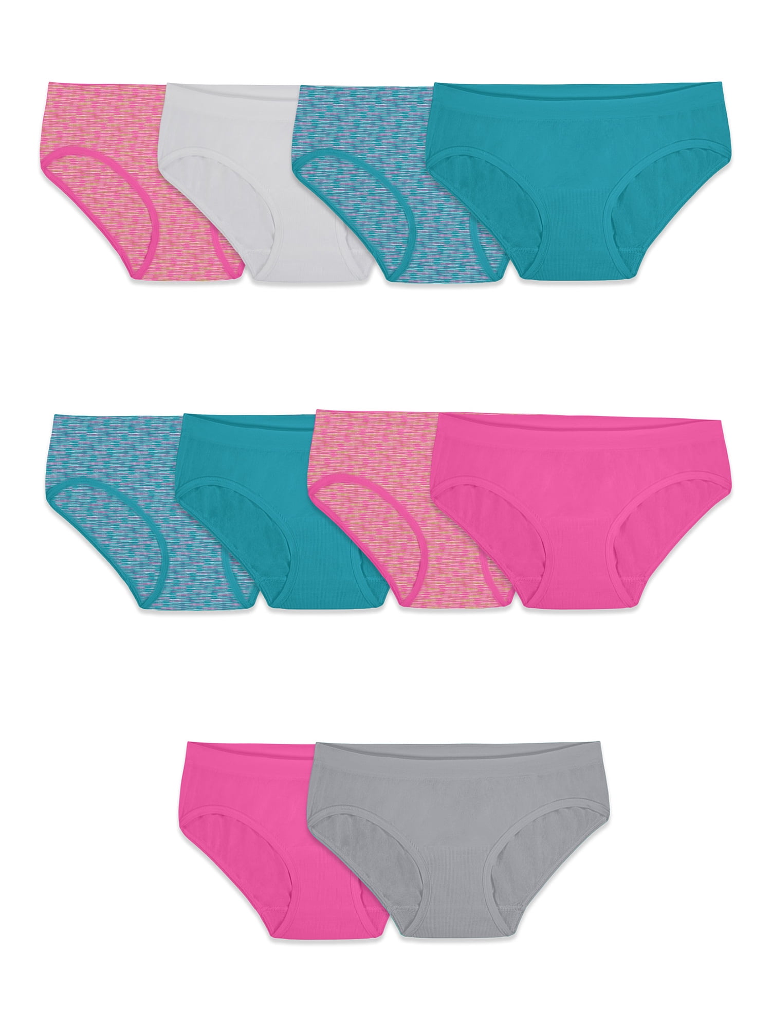 New Fruit of the Loom Girl's 6-Pack Seamless Hipster Underwear 