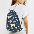 thumbnail image 6 of XMXT Waterproof Gym Bag, Cartoon Dog Blue Background Drawstring Backpack for Men, m, 6 of 8