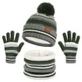 thumbnail image 1 of Border Children's Winter Knit Warm Hat Bib Gloves 3-Piece Set for Cold Weather, 1 of 9