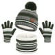 thumbnail image 1 of Borde niños sombrero babero y guantes conjunto otoño e invierno de punto y forro polar cálido sombrero bola de pelo 3 Piece Set, 1 of 2