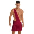 thumbnail image 2 of iiniim Men's Toga Costume Mythology Ancient Greek Caesar Roman Halloween Party Cosplay Fancy Dress Burgundy XL, 2 of 7