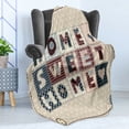 thumbnail image 4 of Saying Soft Flannel Fleece Throw Blanket, Patchwork Style Composition with Letters on Retro Polka Dots Buttons Print, Cozy Plush for Indoor and Outdoor Use, 50" x 60", Multicolor, by Ambesonne, 4 of 5