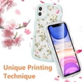 thumbnail image 2 of Floral Case for iPhone 11 6.1 inch,Cute Curly Wave Frame Shape Case with Green Leaf Flower Pattern for Women Girls, Clear Soft Slim Shockproof Phone Case for iPhone 11, Green, 2 of 18